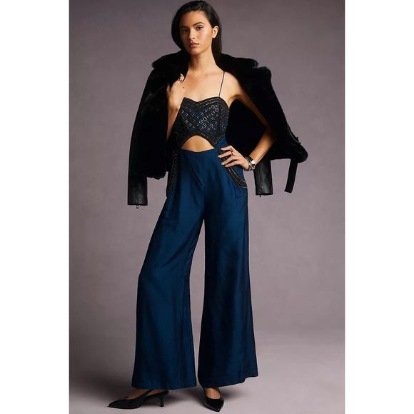 Anthropologie Pinnacle by Shruti Sancheti Embroidered Jumpsuit